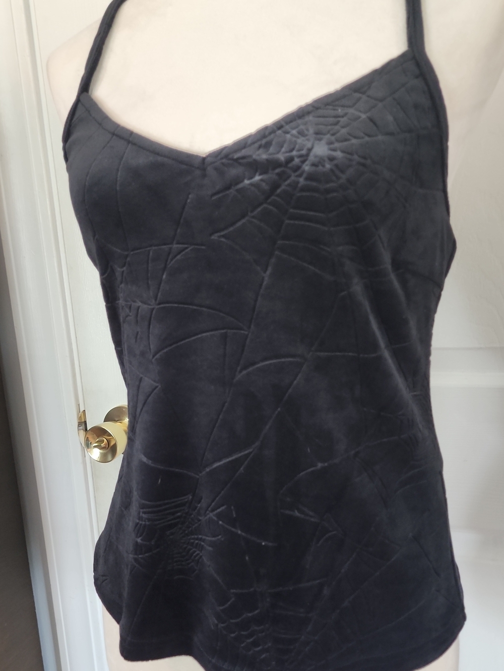Killstar Black Velvet Spiderweb-Embossed Cami Top - Women